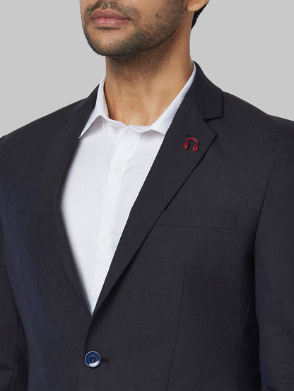 Park Avenue Blue Solid Super Slim Fit Polyester Blend Suit