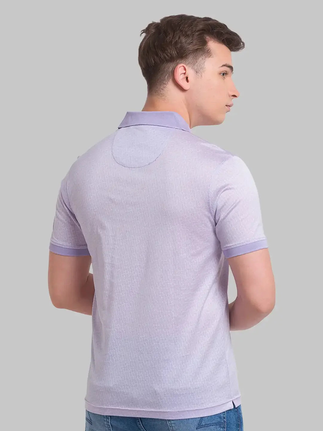 Men Violet Slim Fit Solid Cotton Round Neck Collar Polo T-Shirt