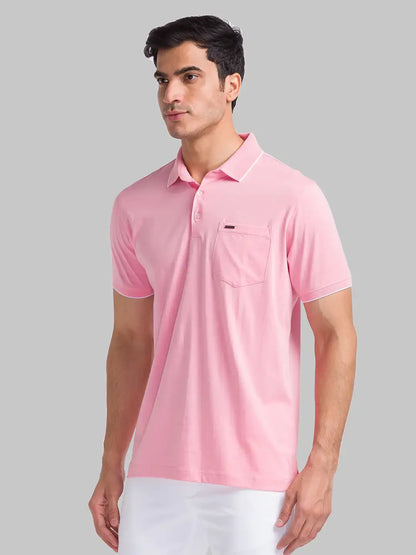 Park Avenue Men Red Solid Slim Fit Cotton T-Shirt