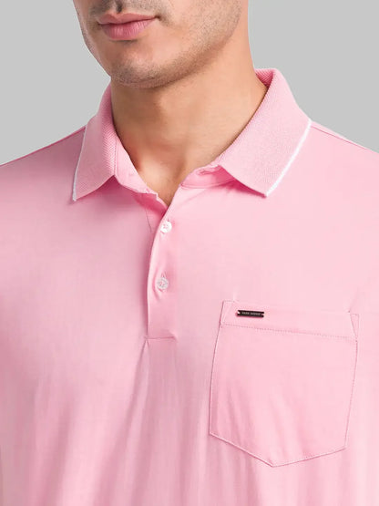 Park Avenue Men Red Solid Slim Fit Cotton T-Shirt