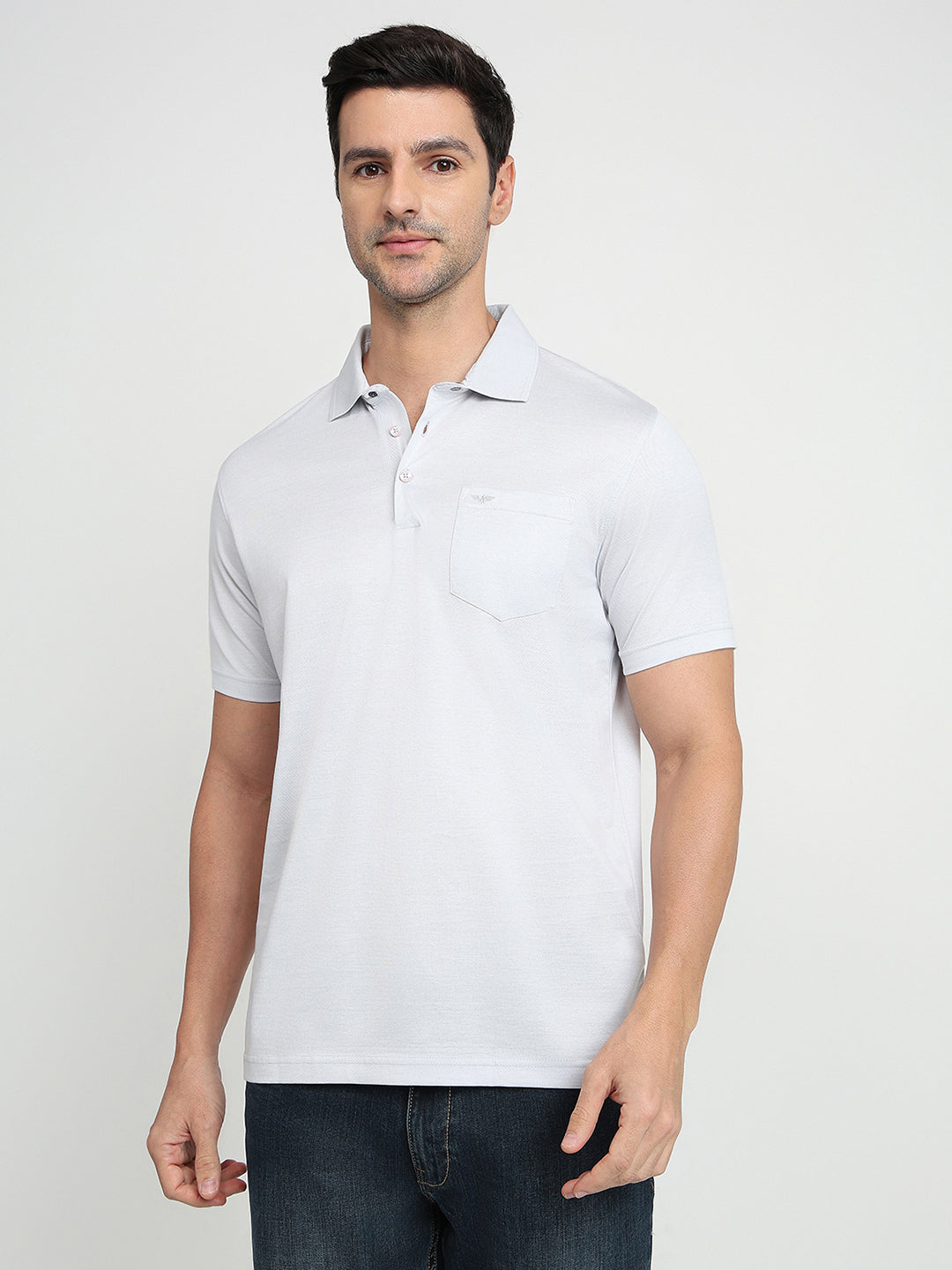 Park Avenue Men Grey Two Tone Slim Fit Cotton Half Sleeve Round Neck Collar T-Shirt