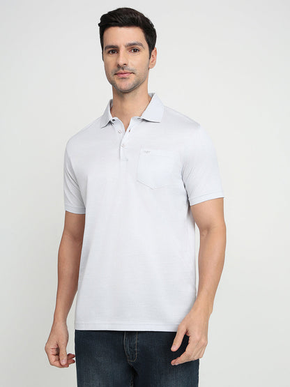 Park Avenue Men Grey Two Tone Slim Fit Cotton Half Sleeve Round Neck Collar T-Shirt
