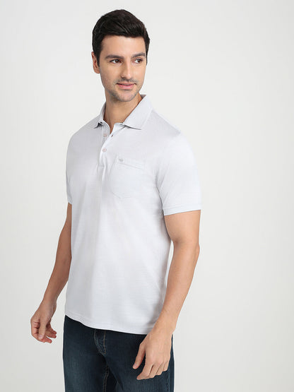 Park Avenue Men Grey Two Tone Slim Fit Cotton Half Sleeve Round Neck Collar T-Shirt