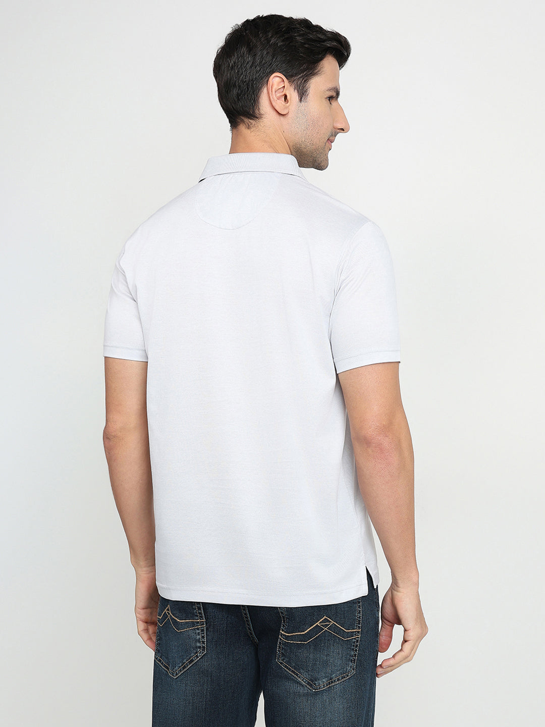 Park Avenue Men Grey Two Tone Slim Fit Cotton Half Sleeve Round Neck Collar T-Shirt