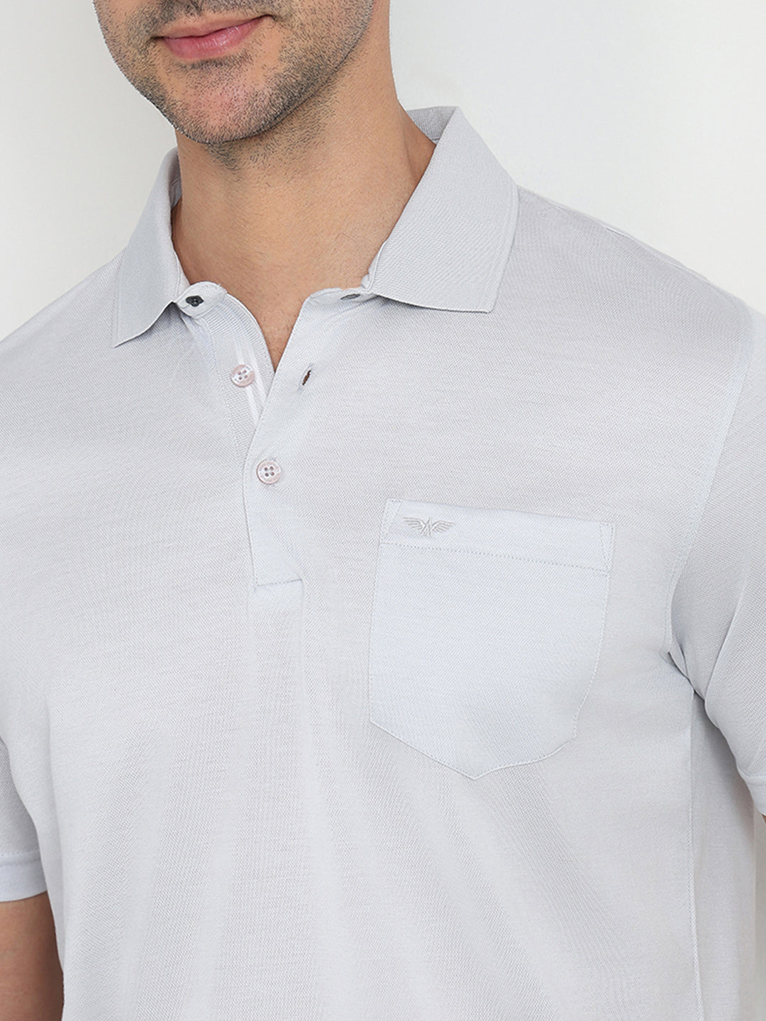 Park Avenue Men Grey Two Tone Slim Fit Cotton Half Sleeve Round Neck Collar T-Shirt