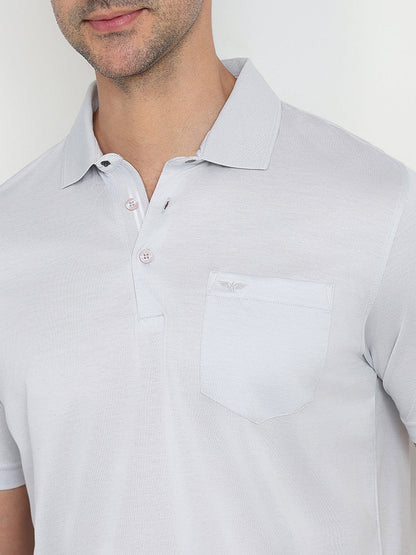 Park Avenue Men Grey Two Tone Slim Fit Cotton Half Sleeve Round Neck Collar T-Shirt