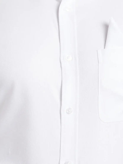 Men White Luxus Fit Structure  Cotton Full Sleeve Regular Collar Shirts