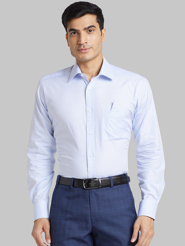 Park Avenue Blue Structure Luxus Fit Cotton Formal Shirt