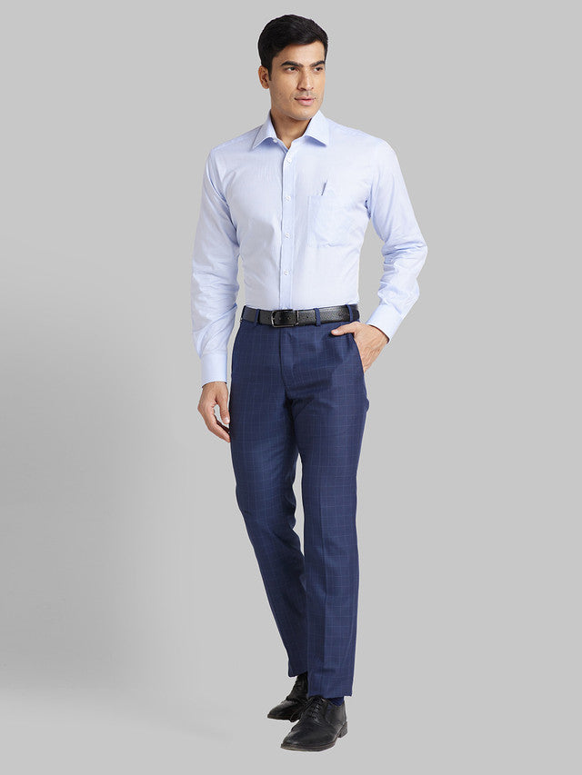 Park Avenue Blue Structure Luxus Fit Cotton Formal Shirt