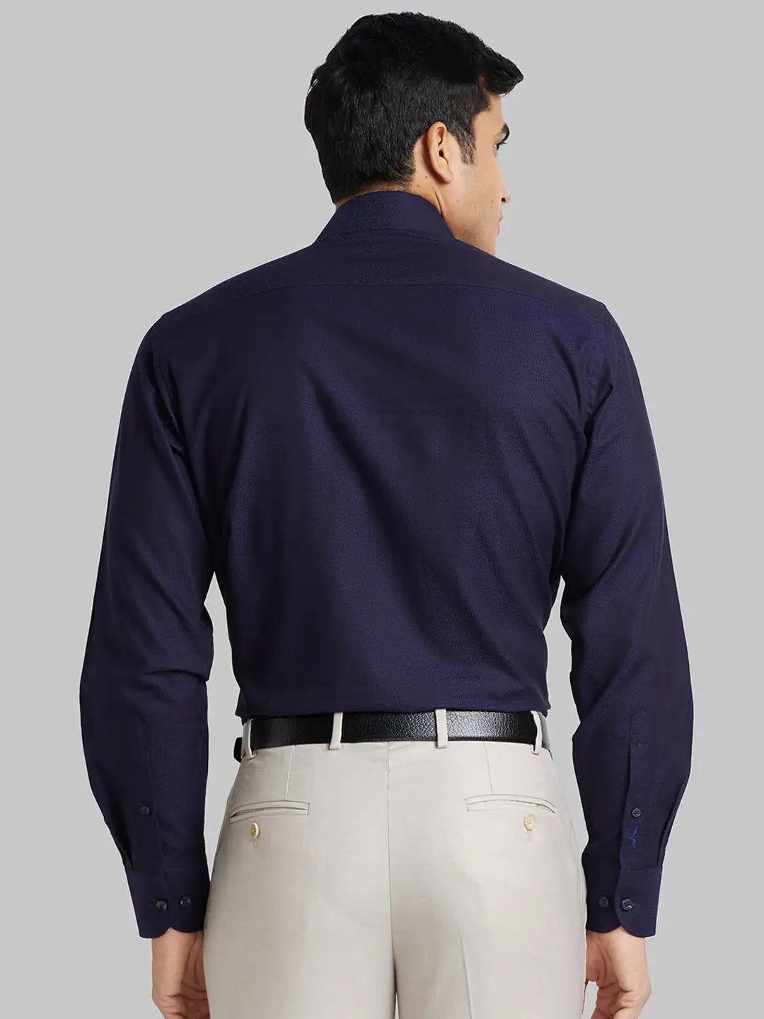 Men Blue Luxus Fit Structure  Cotton Full Sleeve Regular Collar Shirts