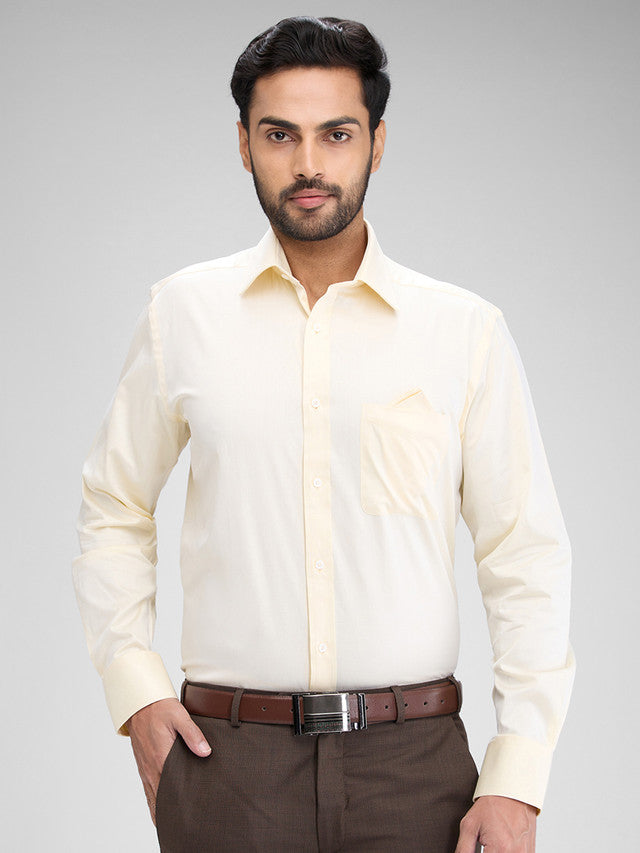 Park Avenue Yellow Solid Luxus Fit Full Sleeve Cotton Shirt
