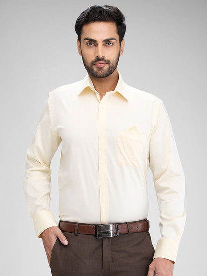 Park Avenue Yellow Solid Luxus Fit Full Sleeve Cotton Shirt