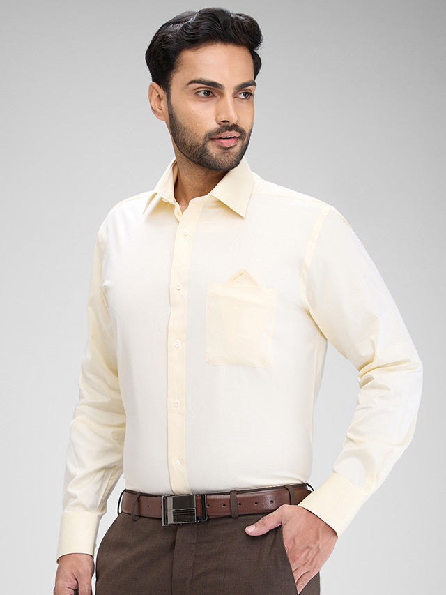 Park Avenue Yellow Solid Luxus Fit Full Sleeve Cotton Shirt