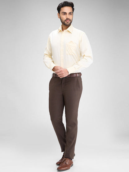 Park Avenue Yellow Solid Luxus Fit Full Sleeve Cotton Shirt
