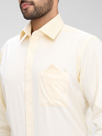 Park Avenue Yellow Solid Luxus Fit Full Sleeve Cotton Shirt