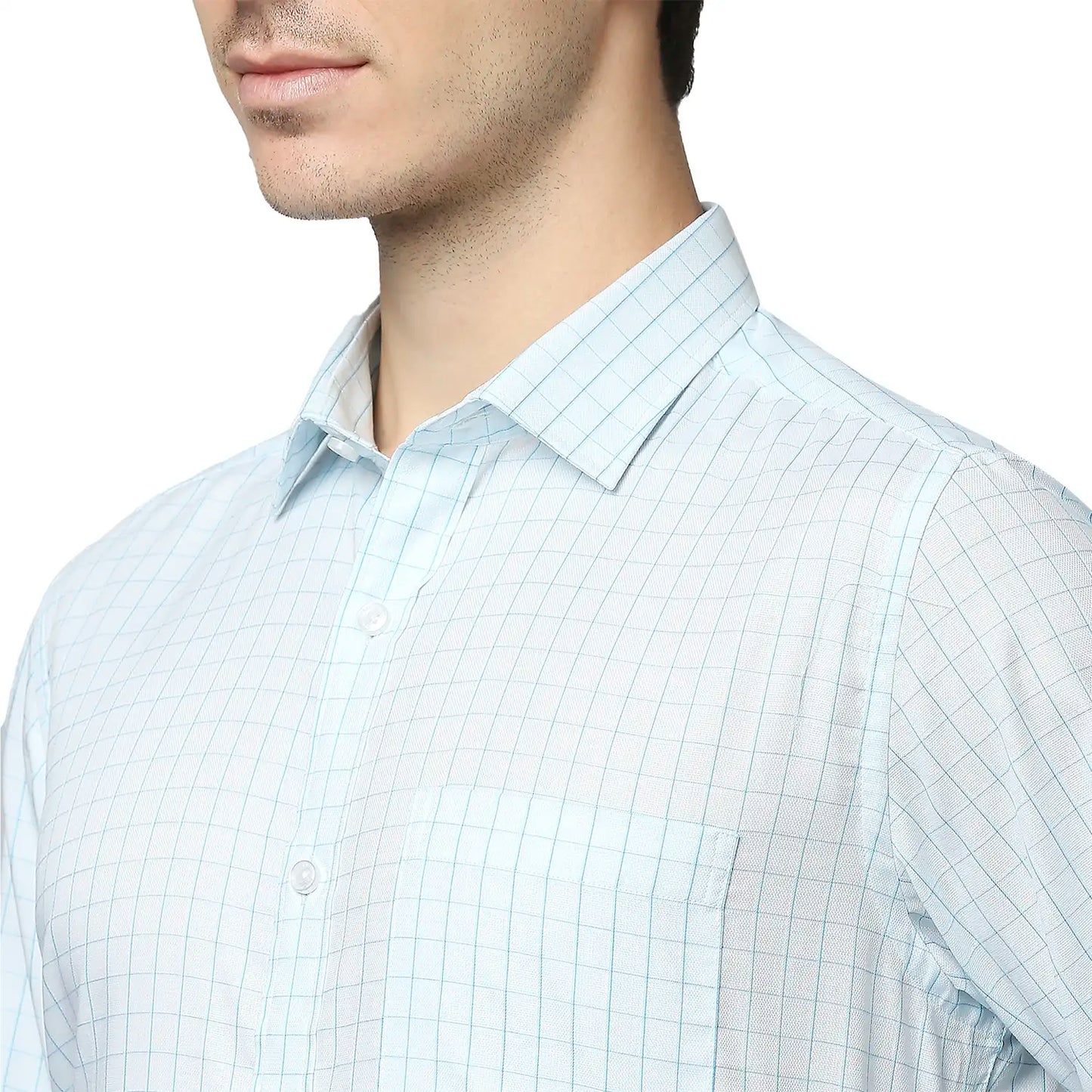 Men Blue Regular Fit Checks Cotton Full Sleeve Shirts