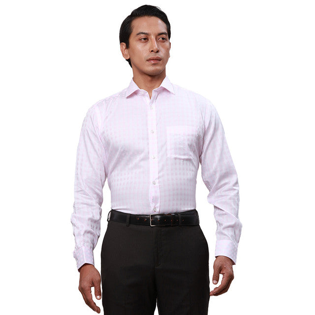 Park Avenue Men Pink Checks Regular Fit Cotton Formal Shirt