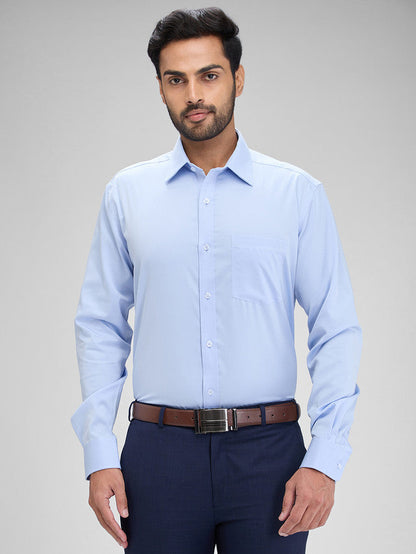 Park Avenue Blue Solid Regular Fit Full Sleeve Cotton Shirt