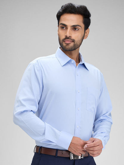 Park Avenue Blue Solid Regular Fit Full Sleeve Cotton Shirt