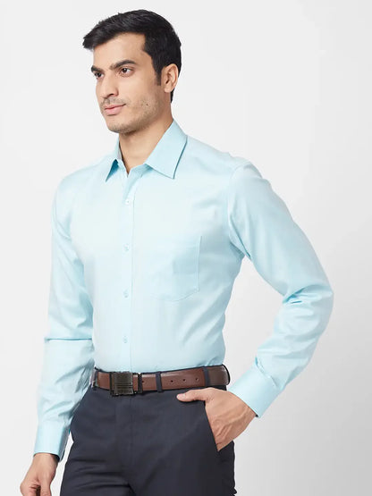 Park Avenue Men Blue Solid Regular Fit Cotton Formal Shirt