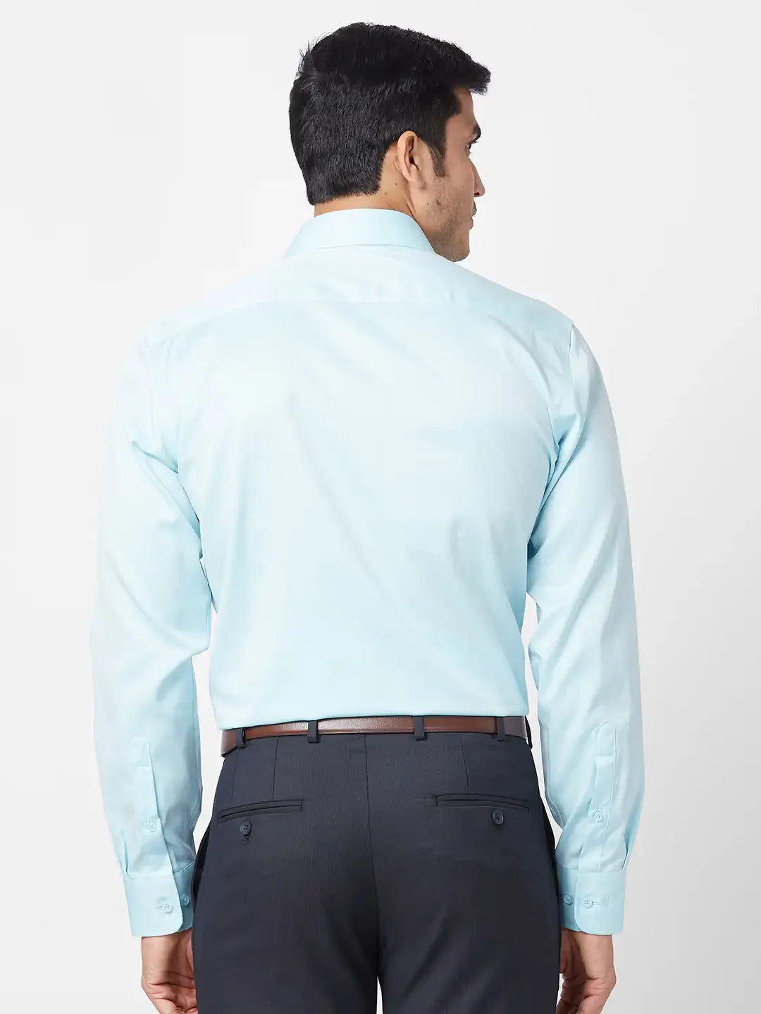 Park Avenue Men Blue Solid Regular Fit Cotton Formal Shirt