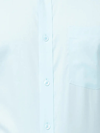Park Avenue Men Blue Solid Regular Fit Cotton Formal Shirt