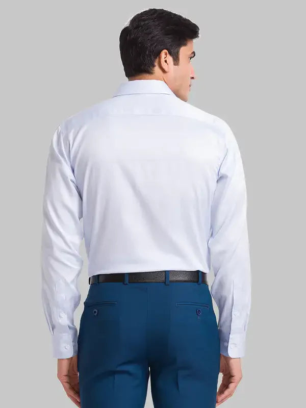 Men Blue Regular Fit Solid Cotton Full Sleeve Ainsley Collar Shirts