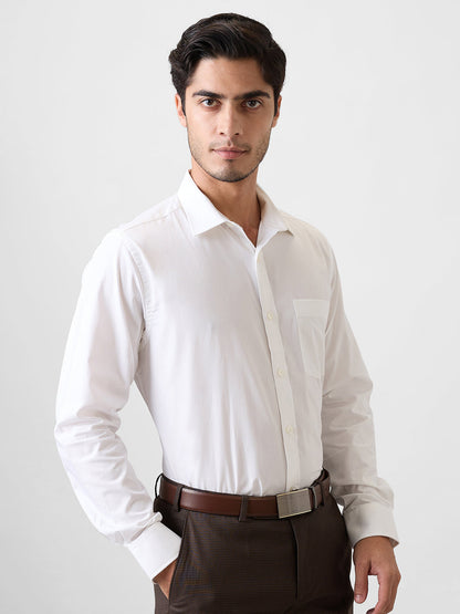 Park Avenue Men White Plain Regular Fit Cotton Blend Shirt