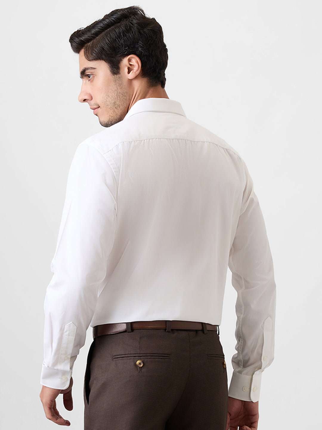 Park Avenue Men White Plain Regular Fit Cotton Blend Shirt