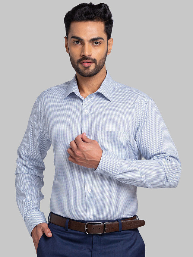 Park Avenue Blue Checks Regular Fit Cotton Formal Shirt