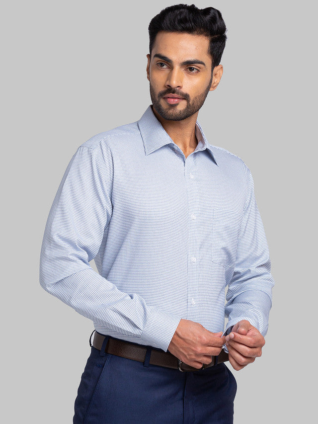 Park Avenue Blue Checks Regular Fit Cotton Formal Shirt