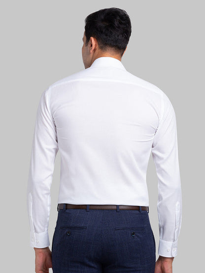 Park Avenue Men White Self Design Regular Fit Full Sleeve Ainsley Collar Shirt