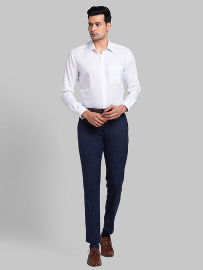 Park Avenue Men White Self Design Regular Fit Full Sleeve Ainsley Collar Shirt