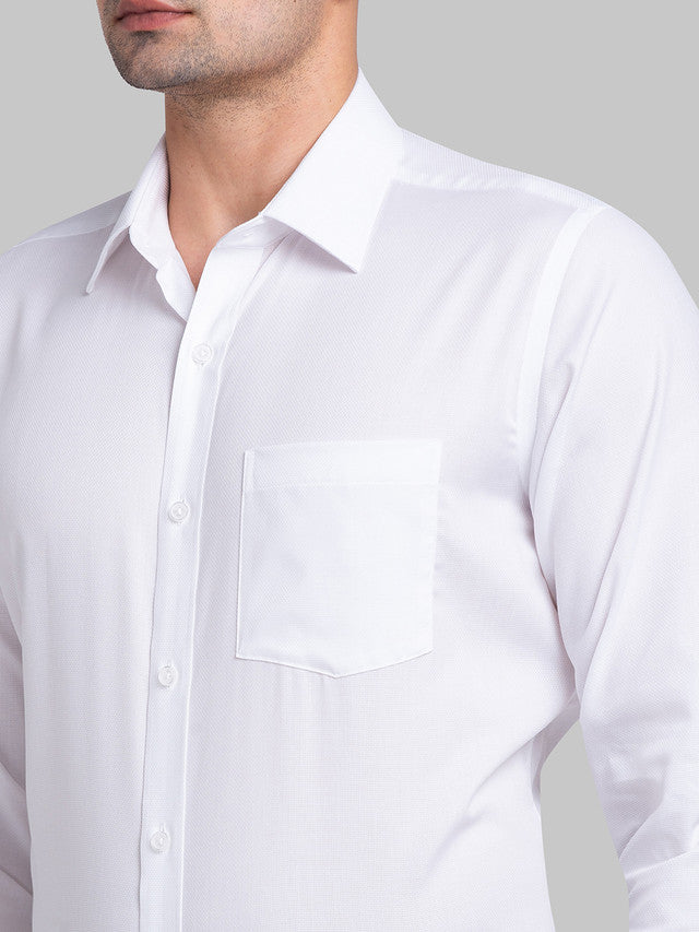 Park Avenue Men White Self Design Regular Fit Full Sleeve Ainsley Collar Shirt