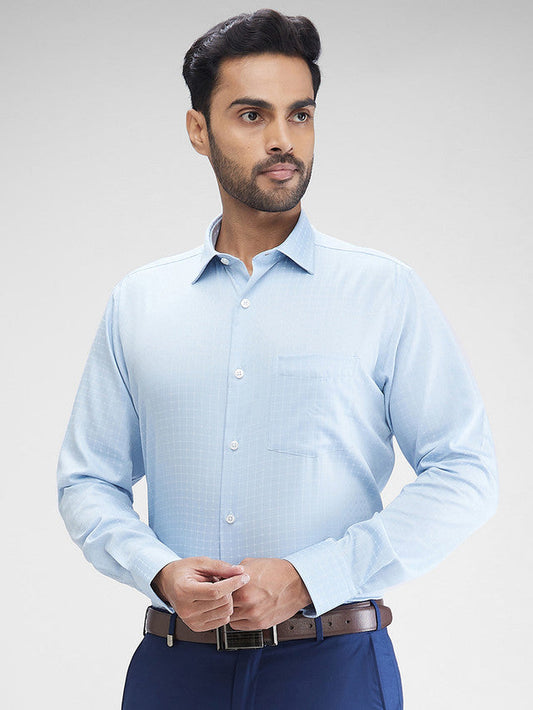 Park Avenue Blue Checks Regular Fit Cotton Formal Shirt