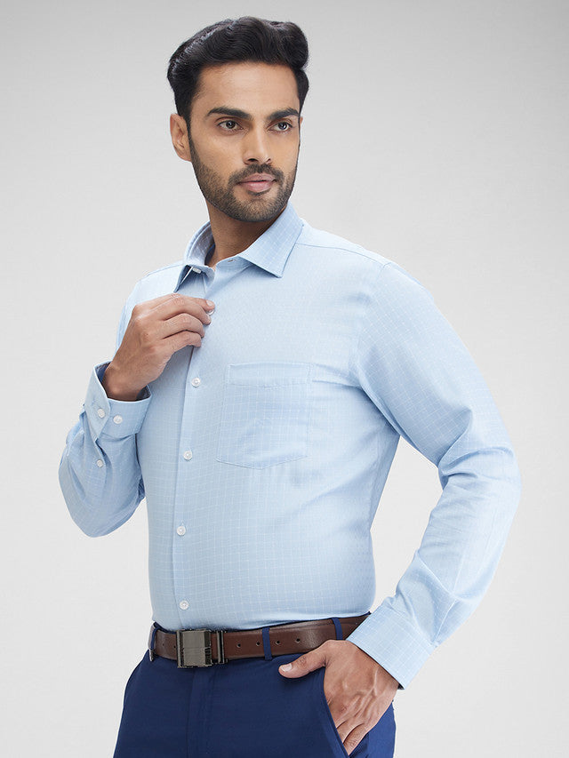 Park Avenue Blue Checks Regular Fit Cotton Formal Shirt