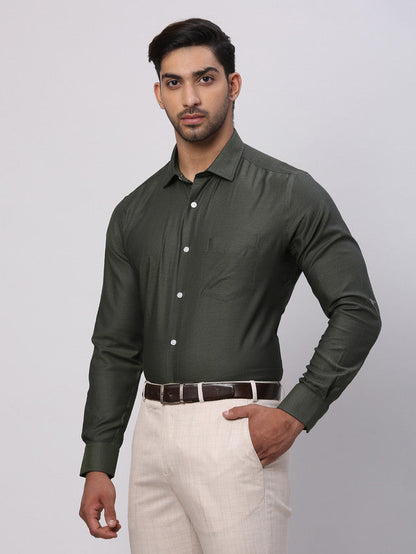 Park Avenue Green Structure Regular Fit Cotton Formal Shirt