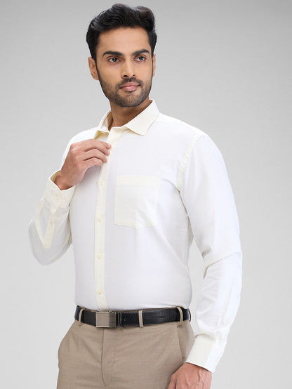 Park Avenue Yellow Solid Regular Fit Cotton Formal Shirt