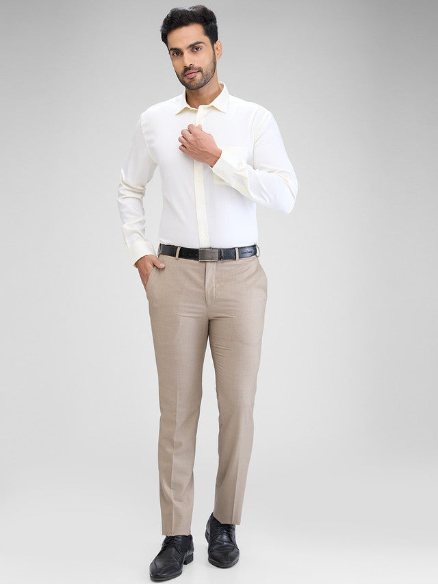 Park Avenue Yellow Solid Regular Fit Cotton Formal Shirt