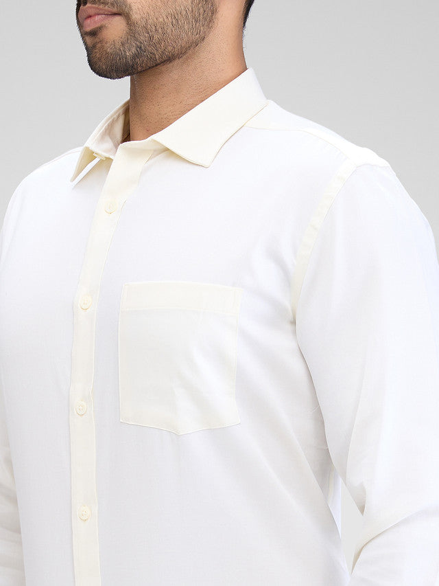 Park Avenue Yellow Solid Regular Fit Cotton Formal Shirt