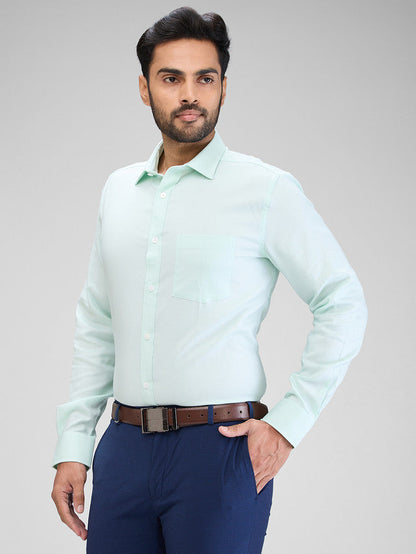 Park Avenue Green Structure Regular Fit Cotton Formal Shirt