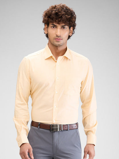 Park Avenue Yellow Structure Regular Fit Cotton Formal Shirt