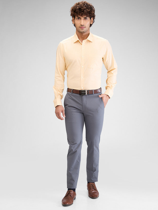 Park Avenue Yellow Structure Regular Fit Cotton Formal Shirt