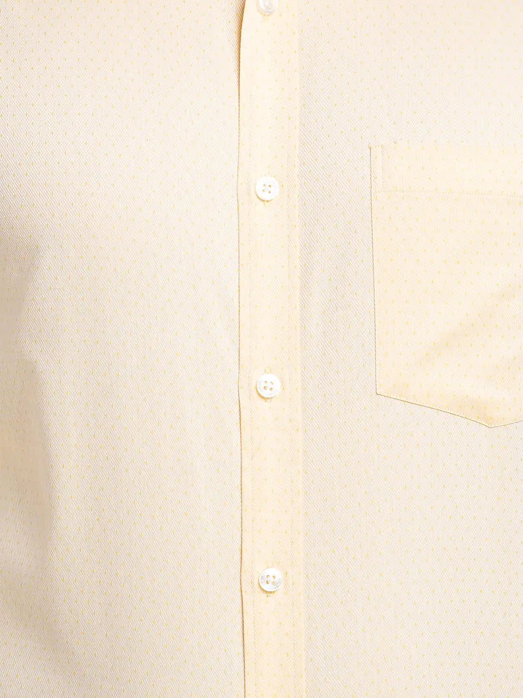 Men Yellow Regular Fit Structure Cotton Full Sleeve Shirts