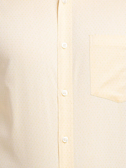 Men Yellow Regular Fit Structure Cotton Full Sleeve Shirts