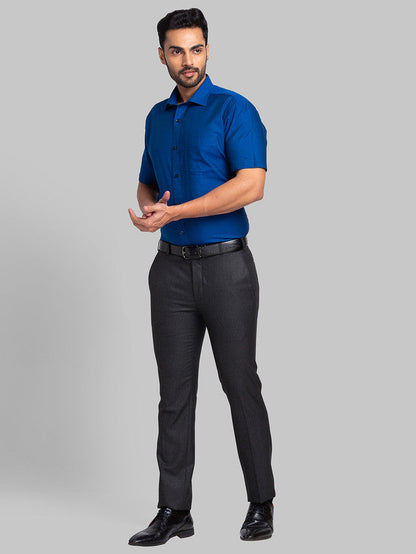 Park Avenue Men Blue Self Design Regular Fit Full Sleeve Semi Cut Away Collar Shirt