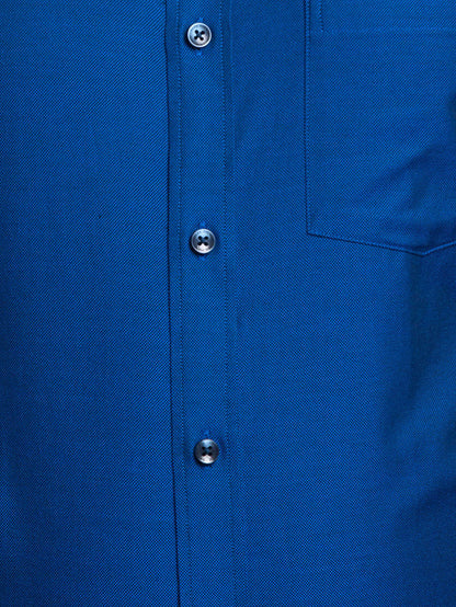 Park Avenue Men Blue Self Design Regular Fit Full Sleeve Semi Cut Away Collar Shirt