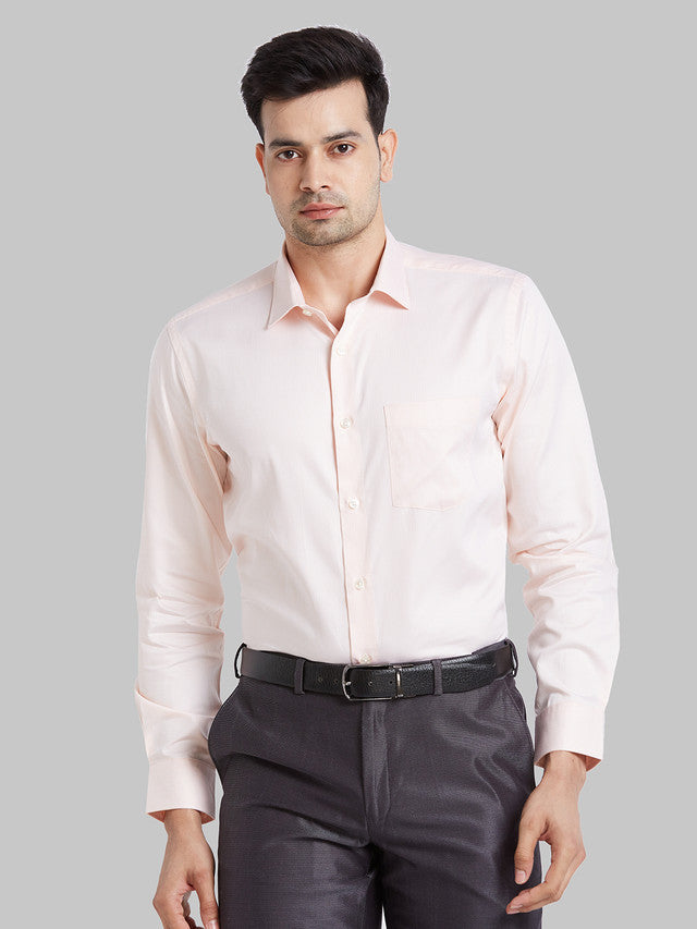 Park Avenue Men Orange Checkered Regular Fit Full Sleeve Semi Cut Away Collar Shirt