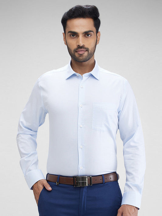Park Avenue Blue Structure Regular Fit Cotton Formal Shirt