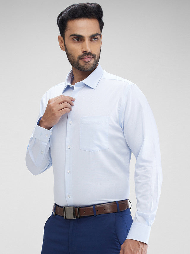 Park Avenue Blue Structure Regular Fit Cotton Formal Shirt
